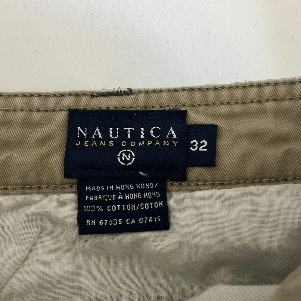 Nautica Cargo Pants Men's Size‎ 32 Olive Green Belted Cotton Pockets Vtg 90s